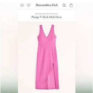 Abercrombie - Pink Plunge V Neck Midi Dress - XS - NWT